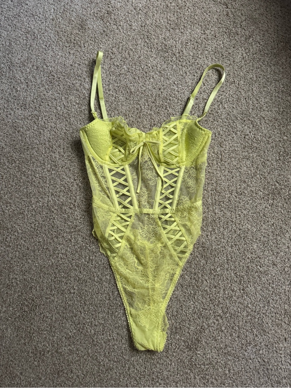 Victoria's Secret Yellow Lace Strappy Teddy
